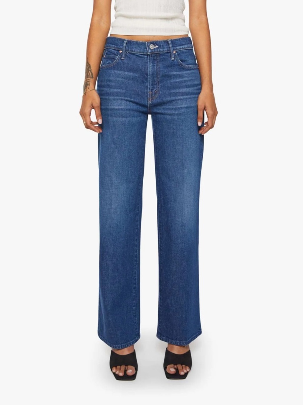 MOTHER Kick Flare High-Rise Jeans in Medium Blue